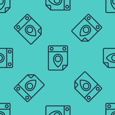 Siyah çizgi seyahat planlama takvimi simgesi yeşil arkaplandaki kusursuz deseni izole etti. Planlanmış bir tatil gezisi. Vektör.