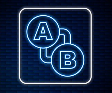 Parlayan neon hattı rota simgesi tuğla duvar arka planında izole edildi. Harita işaretçisi işareti. Yol ya da yol kavramı. GPS navigatörü. Vektör.