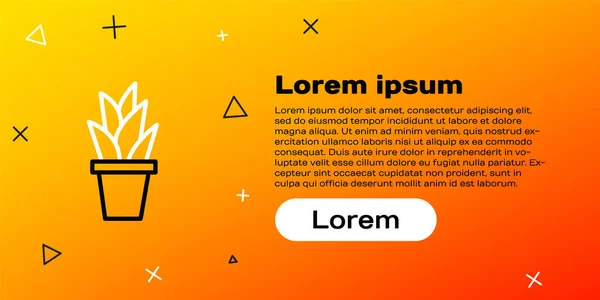 Line Plant Topf Symbol Isoliert Auf Gelbem Hintergrund Pflanze Die — Stockvektor