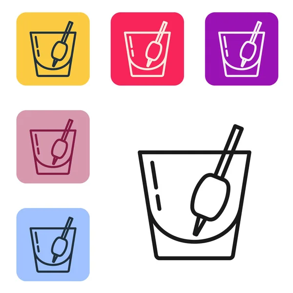 Μαύρη Γραμμή Cocktail Bloody Mary Εικονίδιο Απομονώνονται Λευκό Φόντο Ορισμός — Διανυσματικό Αρχείο