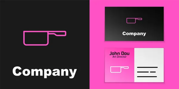 粉红线平底锅图标孤立在黑色背景上 蒸煮或炖煮食品的象征 标志设计模板元素 — 图库矢量图片