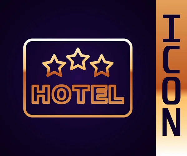 Linea Oro Cartello Pubblicitario Esterno Con Testo Icona Dell Hotel — Vettoriale Stock