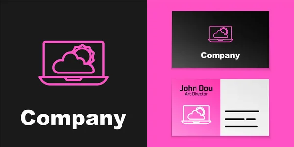 Roze Lijn Weersverwachting Icoon Geïsoleerd Zwarte Achtergrond Logo Ontwerp Template — Stockvector