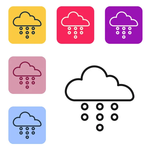 Schwarze Linie Wolke Mit Regen Symbol Auf Weißem Hintergrund Regenwolken — Stockvektor