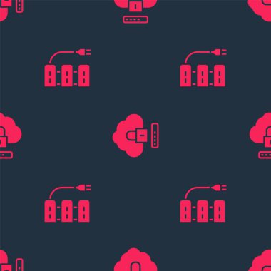 Sunucu ve Bulut bilgisayar kilitlerini kusursuz desene ayarlayın. Vektör