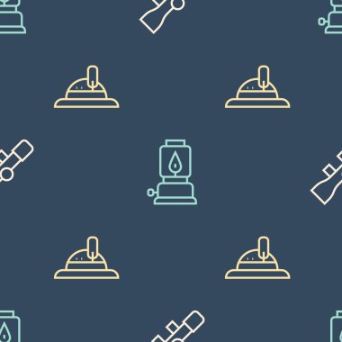 Keskin nişancı optik görüşü, Avcı şapkası ve kamp fenerini kusursuz desene ayarlayın. Vektör