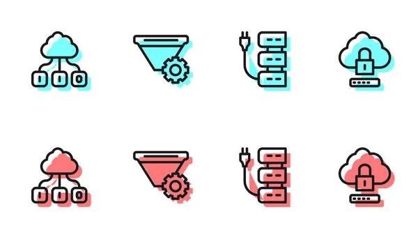 Establezca Servidor Línea Transferencia Datos Tecnología Nube Configuración Del Filtro — Archivo Imágenes Vectoriales