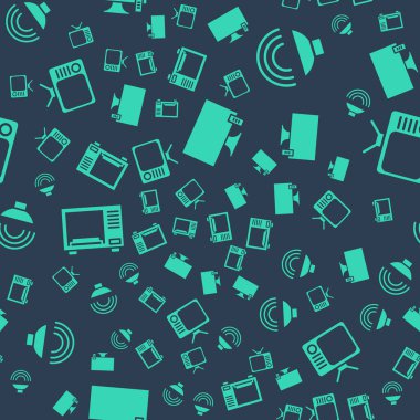 Set Smart Tv, Speaker volume, Microwave oven and Retro tv on seamless pattern. Vector.