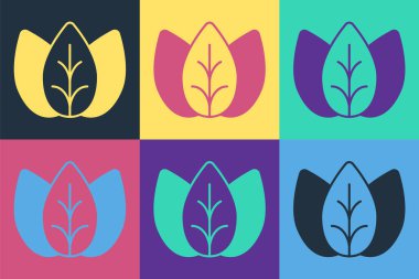 Pop Art Leaf ikonu Pop Art 'ı soyutladı. İşaret bırakıyor. Taze doğal ürün sembolü. Vektör.