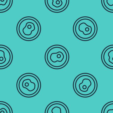 Siyah çizgi çırpılmış yumurta ikonu yeşil arka planda izole edilmiş pürüzsüz desen. Ev yemeği, sahanda yumurta, sağlıklı kahvaltı, omlet ikonu. Vektör.