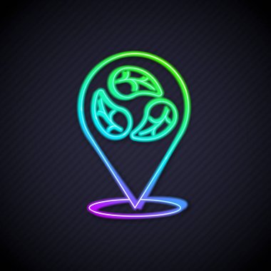 Parlayan neon hattı Vegan yemek diyet ikonu Parlayan neon çizgi arkaplanı izole etti. Organik, biyolojik, ekolojik sembol. Vejetaryen, et yok, laktozsuz, sağlıklı, taze ve şiddet içermeyen yiyecekler. Vektör.