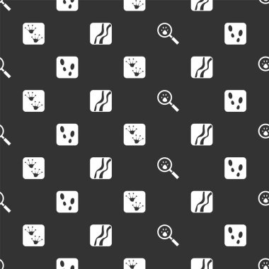 Pençe araması, insan ayak izi ayakkabıları, kurbağa pençesi ve Yılan 'ı kusursuz desene ayarlayın. Vektör