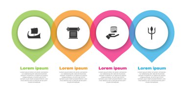 Yunan trireme, Decree, parşömen, parşömen, parşömen, Eskiler sütunu ve Neptün Mızrağı 'nı ayarla. Ticari bilgi şablonu. Vektör