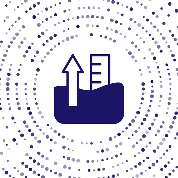 Blue Rise in water level icon isolated on white background. Abstract circle random dots. Vector.