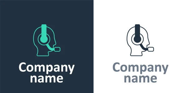 Logotype Man Headset Icon Isolated White Background Support Operator Touch — Stok Vektör