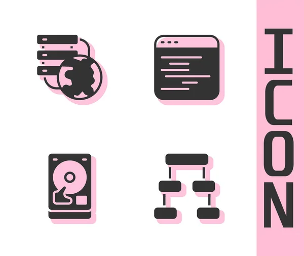 Set Hierarchy Organogram Chart Network Cloud Connection Hard Disk Drive —  Vetores de Stock