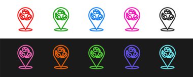 Vejetaryen yemek diyeti ikonu, izole edilmiş hat arkaplanı. Organik, biyolojik, ekolojik sembol. Vejetaryen, et yok, laktozsuz, sağlıklı, taze ve şiddet içermeyen yiyecekler. Vektör.