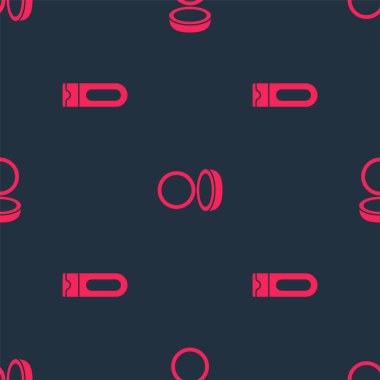 Bir şişe şampuan ve makyaj tozunu aynalı ve kusursuz desenli ayarla. Vektör