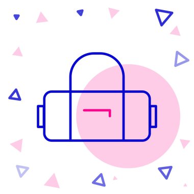 Seyahat simgesi için satır çantası beyaz arkaplanda izole edildi. Seyahat bagaj tabelası. Seyahat bagaj ikonu. Renkli taslak konsepti. Vektör İllüstrasyonu.