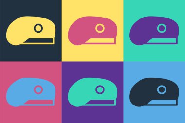 Pop Art Askeri Bere simgesi renk arkaplanda izole edilmiş. Asker şapkası. Ordu şapkası. Savaş şapkası. Vektör.