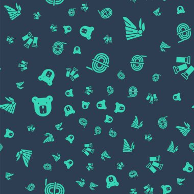 Tırmanma halatı, Bandana ya da motorcu atkısı, Ayı kafası ve kartuşları pürüzsüz desene ayarlayın. Vektör