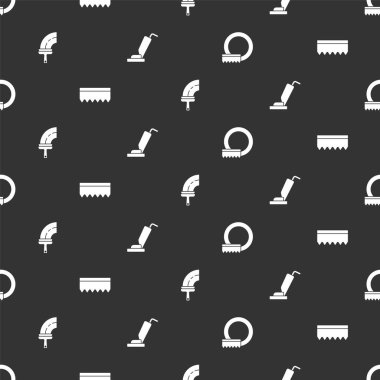 Bulaşık yıkama, sünger, cam temizleyicisi ve elektrikli süpürgeyi kusursuz desene ayarlayın. Vektör