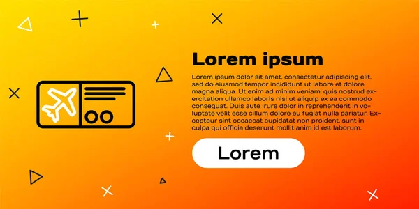 Ticketsymbol Der Linie Airline Auf Gelbem Hintergrund Isoliert Flugticket Buntes — Stockvektor