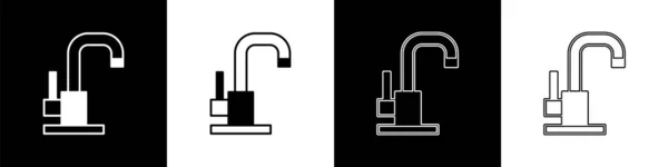 Иконка Водопроводного Крана Выделена Черно Белом Фоне Вектор — стоковый вектор