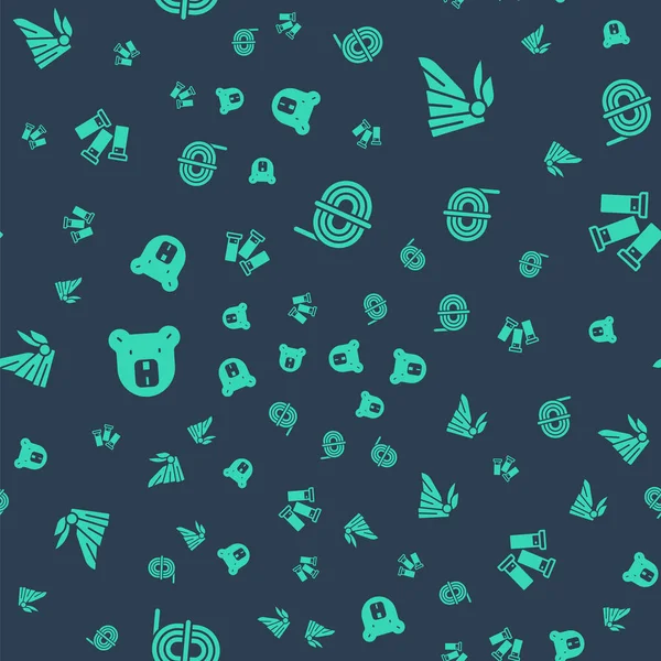 Tırmanma halatı, Bandana ya da motorcu atkısı, Ayı kafası ve kartuşları pürüzsüz desene ayarlayın. Vektör