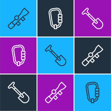 Keskin nişancı görüşü, Kürek ve Karabinalı ikonu ayarlayın. Vektör