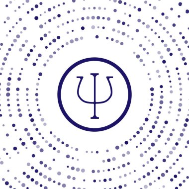 Mavi Psikoloji simgesi beyaz arkaplanda izole edildi. Psi sembolü. Akıl sağlığı konsepti, psikanaliz analizi ve psikoterapi. Soyut çember rastgele noktalar. Vektör.