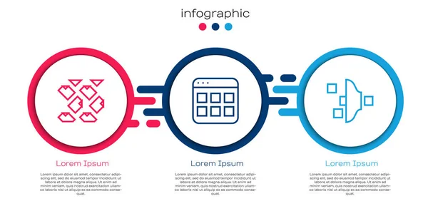 Set Line Data Stream Browser Files Filter Setting Business Infographic — Stock Vector