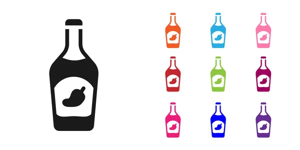 Icono Botella Ketchup Negro Aislado Sobre Fondo Blanco Signo Vaina — Vector de stock