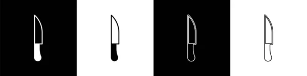Set Icona Del Coltello Isolato Sfondo Bianco Nero Posate Simbolo — Vettoriale Stock