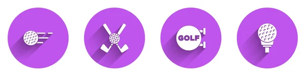 Set Golf Boll Crossed Golfklubb Med Sport Och Tee Ikon — Stock vektor