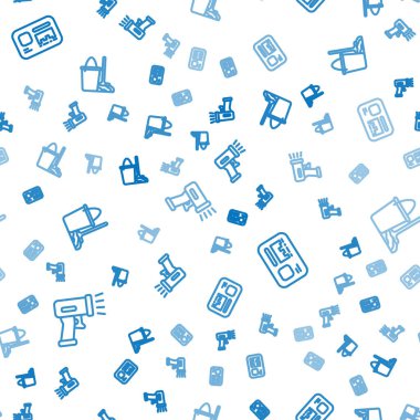 Tarayıcıyı barkod taraması, kimlik kartı, paspas ve kovayı kusursuz desene ayarlayın. Vektör