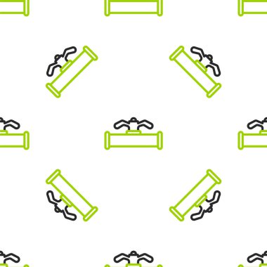 Çizgi Endüstrisi metalik boru ve kapakçık simgesi beyaz arka planda izole edilmiş. Vektör İllüstrasyonu.