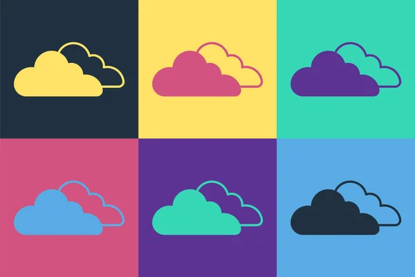 Pop Art Wolkensymbol Isoliert Auf Farbigem Hintergrund Vektor — Stockvektor