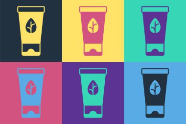 Pop Art Organik Kozmetik ikonu pop sanatının arka planını izole etti. Vücut bakım ürünleri. Vektör.