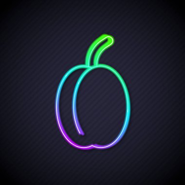 Parlayan neon hattı Plum meyve ikonu Parlayan neon çizgi arkaplanını izole etti. Vektör.