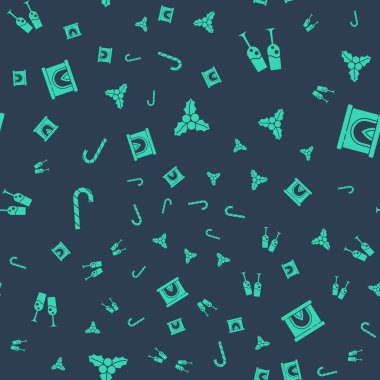 Branch viburnum, bir kadeh şampanya, Noel şekeri bastonu ve şöminenin içini kusursuz bir şekilde dizin. Vektör