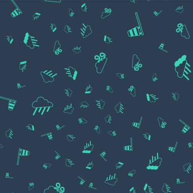 Rüzgarlı havayı ayarlayın, koni rüzgar gülünü, yağmurlu bulutu ve pürüzsüz deseni. Vektör