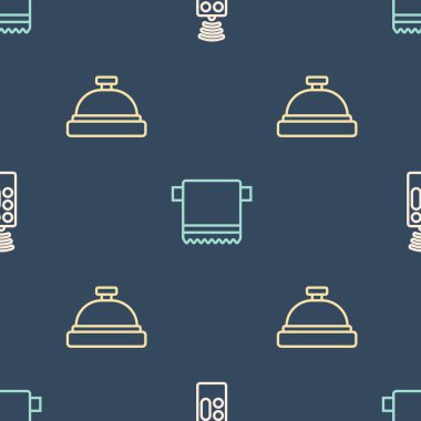 Hat uzaktan kumandası, otel servis zili ve havlunun askısı sorunsuz. Vektör