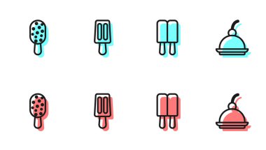 Dondurma ve Cherry Cheesecake ikonu. Vektör