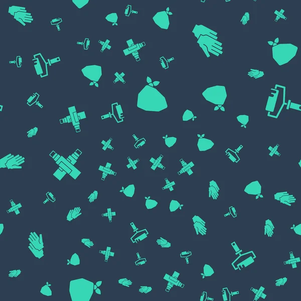 Vandal 'ı, lastik eldivenleri, işaret kalemi ve boya fırçasını pürüzsüz desene ayarlayın. Vektör