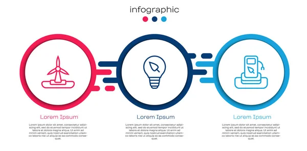 Hat Rüzgar Türbini Yaprak Benzin Istasyonlu Ampul Ayarlayın Ticari Bilgi — Stok Vektör
