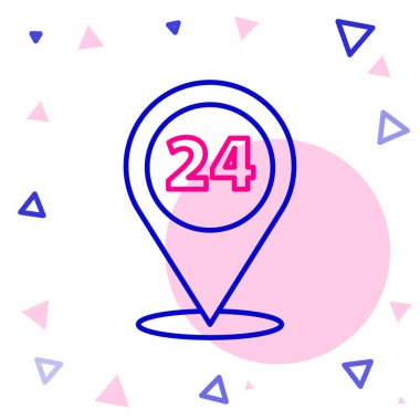 Beyaz arkaplanda izole edilmiş saat başı dağıtım simgesi. Renkli taslak konsepti. Vektör İllüstrasyonu.