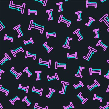 Çizgi yatak simgesi siyah arkaplanda izole edilmiş. Vektör İllüstrasyonu.