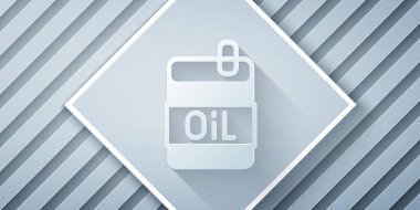 Kağıt kesiği, gri arka planda izole edilmiş zeytin yağı ikonu şişesi. Zeytinyağı ikonlu sürahi. Kağıt sanatı tarzı. Vektör.