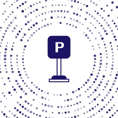 Mavi Park simgesi beyaz arkaplanda izole edildi. Sokak tabelası. Soyut çember rastgele noktalar. Vektör.